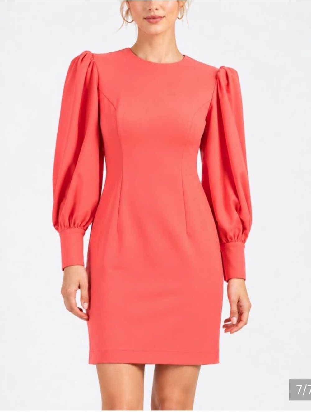 Trina Turk Coral Puff-Sleeve Mini Dress